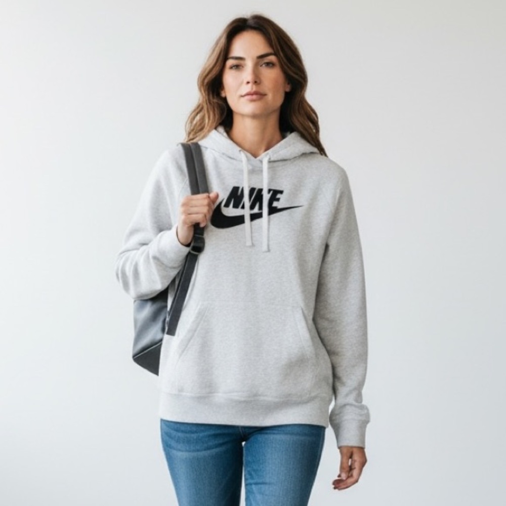 NWT Nike Light Gray Hoodie with Black Logo